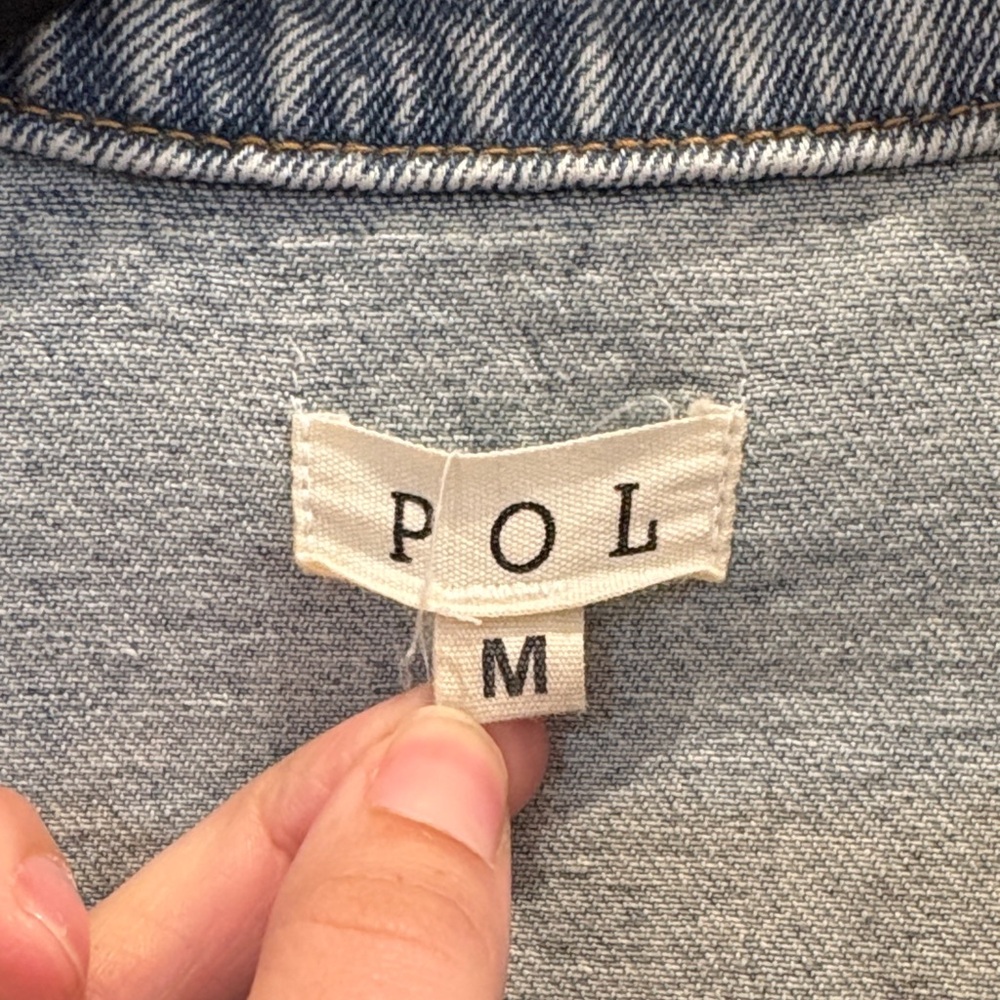 POL Leopard Print Patchwork Denim Jacket with Dis… - image 2